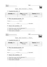 English worksheet: days and months test