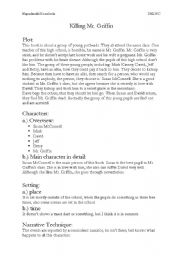 English Worksheet: the book killing Mr