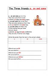 English worksheet:  a,an and some