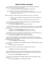 English Worksheet: rules on subject-predicate agreement