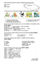 English Worksheet: exam questions for 6th grade