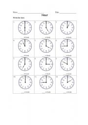 English worksheet: telling time...