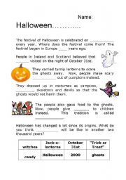 English Worksheet: Halloween Fill in the Blanks