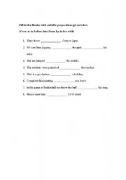 English worksheet: preposition1