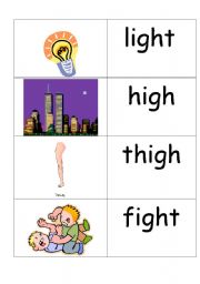 word /picture cards that contains igh phonics