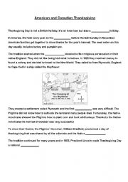 English Worksheet: Canadian and American Thanksgiving