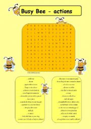 English Worksheet: Busy Bee - actions