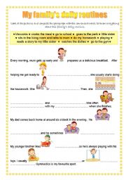 English Worksheet: my familys daily routines