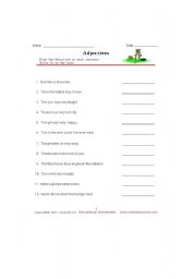 English worksheet: Finding Adjectives