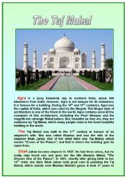 English Worksheet: The Taj Mahal Reading Comprehension