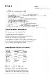 English worksheet: Tempo 3 - unit 3 test