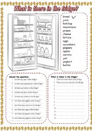 English Worksheet: What is there in the fridge? (2) 