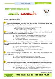 English Worksheet: Are you sensible about alcohol?  - Quiz as a pre-reading activity for the text American Teens and alcohol