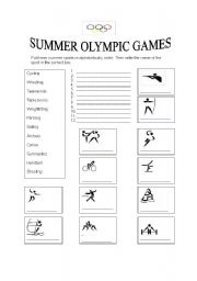English worksheet: Summer Olympic Games