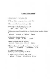 English worksheet: Golden Bell Quiz