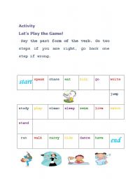 English worksheet: Verb tense game
