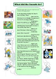 English Worksheet: What did the Smurfs do - past simple tense