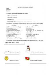 English worksheet: A review for sixth grades