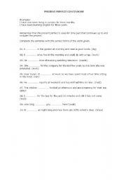 English worksheet: PRESENT PERFECT CONTINUOUS