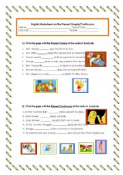 English Worksheet: Present simple/Present continuous