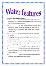 English Worksheet: Water features (4pages with answers)