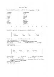 English worksheet: opposite adjectives and asking somewhere