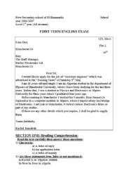 English worksheet: exam