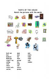 English Worksheet: parts of the house