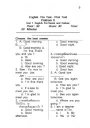 English worksheet: culture and social