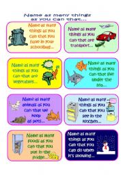 Name as Many Things as you Can in a Minute Vocabulary Game (Part 2 of 4)