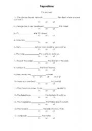 English worksheet: Prepositions