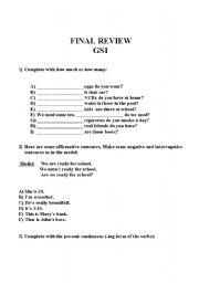 English Worksheet: review