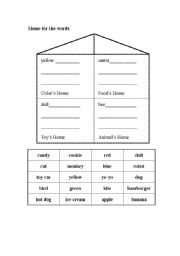English Worksheet: Home for words