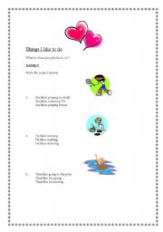 English Worksheet: Things I like to do.