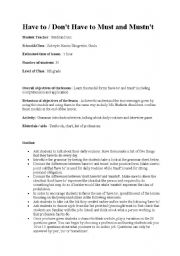 English Worksheet: must/ mustnt