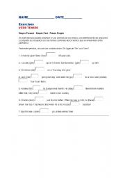 English worksheet: present simple, future simple and present continuous.