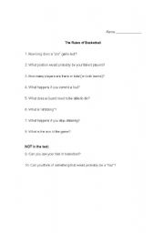 English worksheet: Basketball Quiz