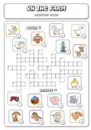 On the Farm (2a/3) - Crossword Puzzle + Answer Key 