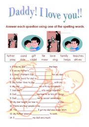 English Worksheet: Daddy I love you/ Fathers Day worksheet