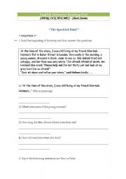 English Worksheet: Sherlock Holmes Short Story test ( The Speckled Band )