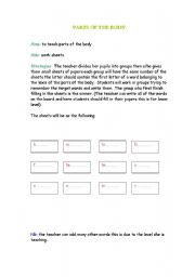 English worksheet: parts  of the body