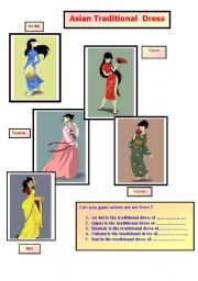 English Worksheet: Asian Traditional Dress