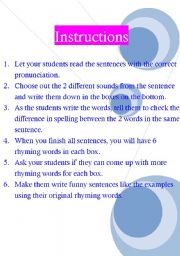 English Worksheet: practice pronounciation part 4 with instructions