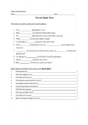 English worksheet: present simple worksheet