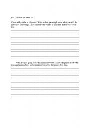 English Worksheet: Writing using future tenses