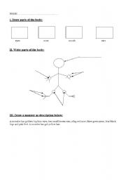 English worksheet: Parts  of the body