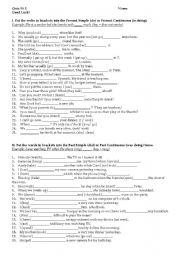 English Worksheet: Past Simple Past Continuous, Present Simple and Present Continuous