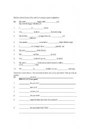 English worksheet: To Be and Possessive Adjectives