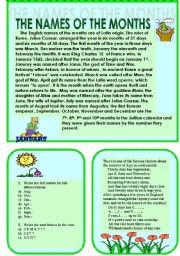 English Worksheet: The names of the months