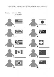 English Worksheet: nationalities exercise